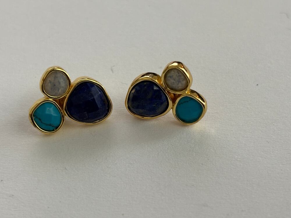 Gorjana Lola Gemstone Cluster Earrings Gold Tone Studs